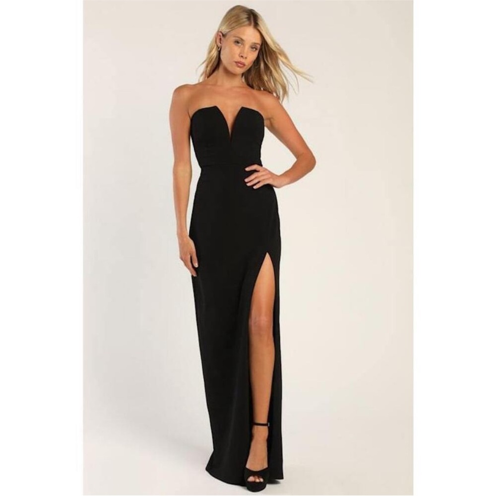 Lulus Dedicated to Glamour Black Strapless Maxi Dress